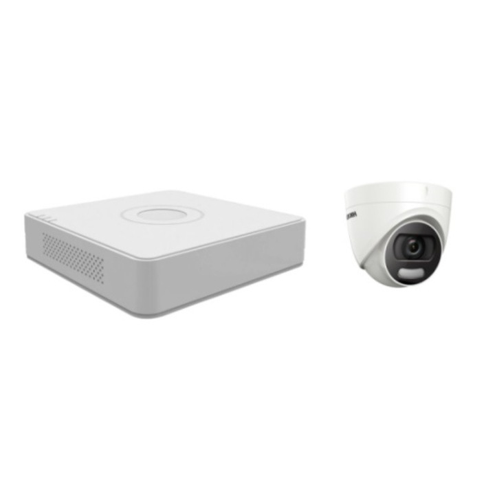 Kit supraveghere video Hikvision 2MP, cu 2 camere 2MP de exterior/interior MK206