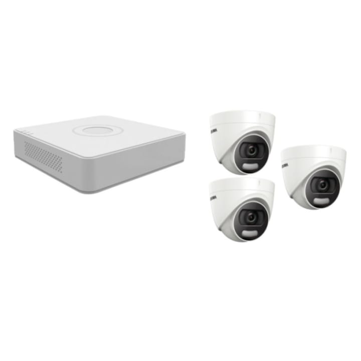 Kit supraveghere video Hikvision 5MP, cu 3 camere 5MP de exterior/interior si HDD 1 TB cu accesorii montaj MK449