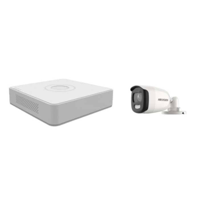 Kit supraveghere video Hikvision 2MP, cu 1 camera 2MP de exterior/interior si HDD 1 TB MK141