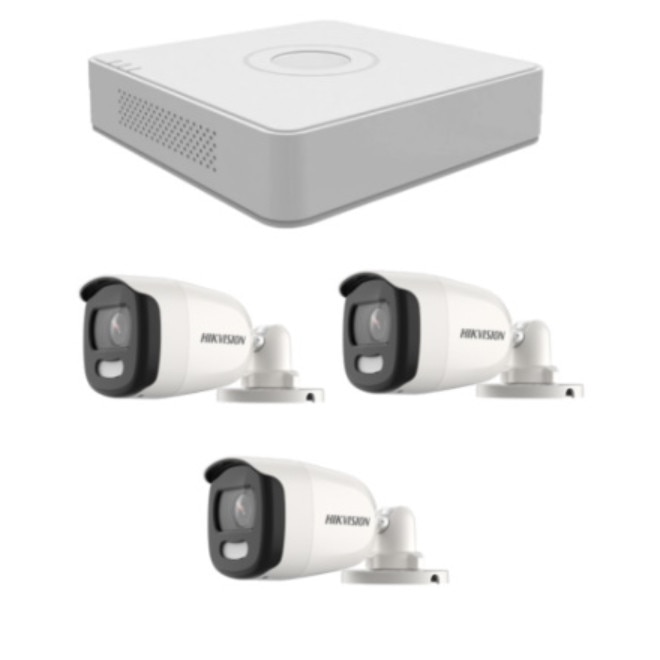 Kit supraveghere video Hikvision 5MP, cu 3 camere 5MP de exterior/interior MK297
