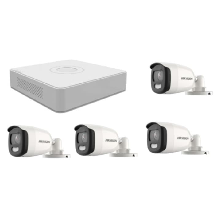 Kit supraveghere video Hikvision 5MP, cu 4 camere 5MP de interior si HDD 1 TB cu accesorii montaj MK552