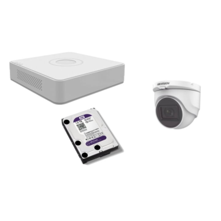 Kit supraveghere video Hikvision 5MP, cu 3 camere 5MP de interior MK471