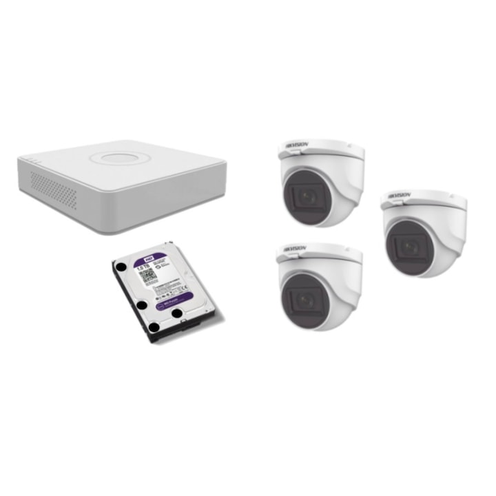 Sistem supraveghere video, Techage, 4 camere dome antivandal, 4MP, 1TB