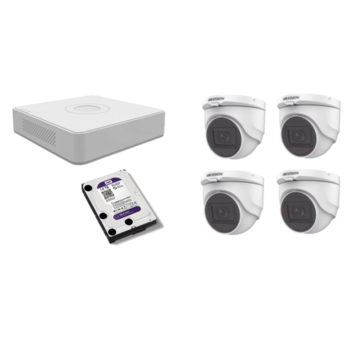 Kit HikVision 5 MP de exterior cu IR 20 m toate accesoriile incluse