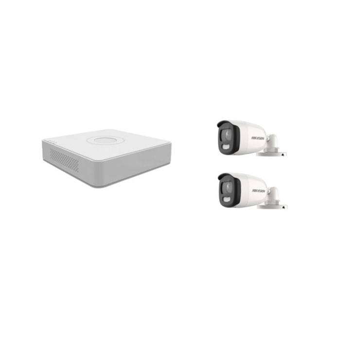 Kit supraveghere video Hikvision 5MP, cu 2 camere 5MP de interior si HDD 1 TB MK518