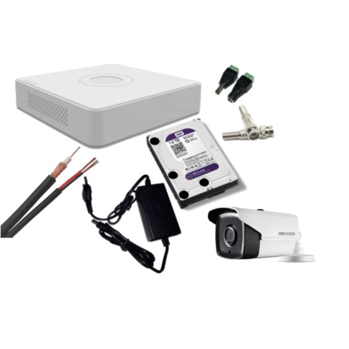Kit supraveghere video Hikvision 5MP, cu 2 camere 5MP de interior MK470