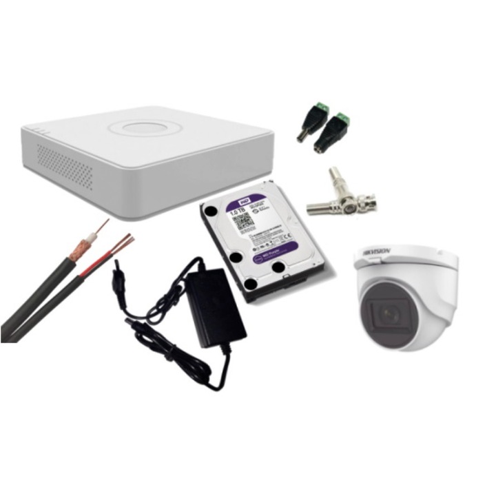 Kit supraveghere video Hikvision 5MP, cu 4 camere 5MP de interior MK488