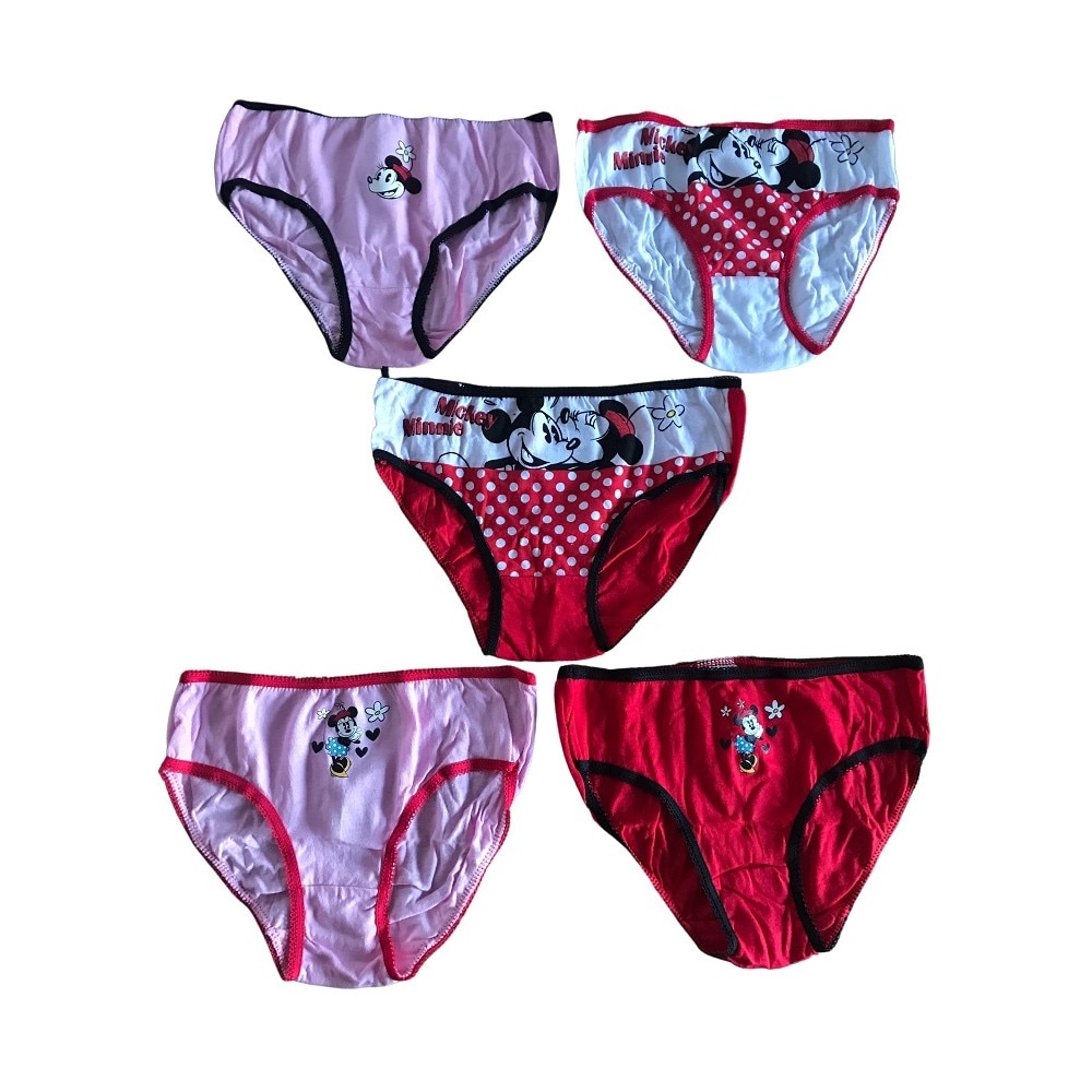 Set 5 perechi chiloti, Minnie Mouse, multicolor, 6/8 ani, 100% bumbac