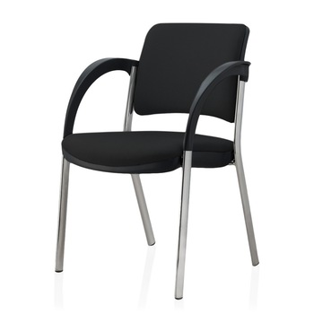 Scaun vizitator TRAFFIC CHAIRS SYMBIO CROMAT, tapiterie textila NEGRU, sezut si spatar tapitat, cadru cu 4 picioare, metalic, negru, brate din polipropilena Scaun vizitator TRAFFIC CHAIRS SYMBIO CROMAT, tapiterie textila NEGRU, sezut si spatar tapitat, cadru cu 4 picioare, metalic, negru, brate din polipropilena