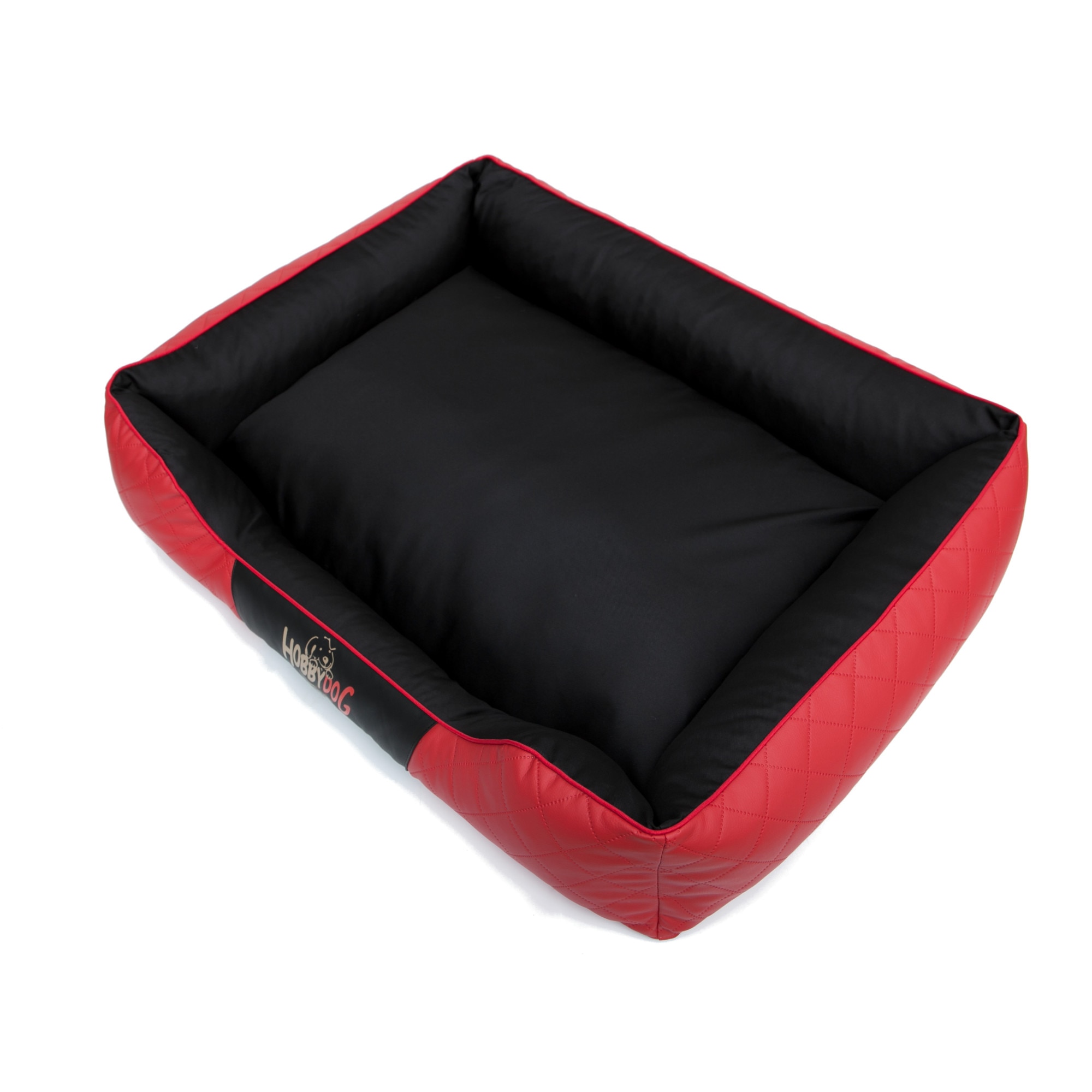 Culcus pentru animale de companie, HobbyDog Imperial Perfect, Rosu piele ecologica, Negru centru, Marimea 5 - 125x98x25 cm