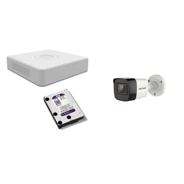 Sistem supraveghere video 2 camere de interior Hikvision 5Megapixeli(2K+), IR 40M