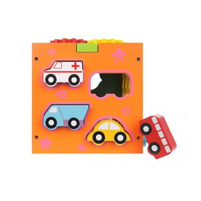 Primul meu cub de activitati, Zola®, 5 activitati, multicolor, din lemn, cu activitati care dezvolta inteligenta copilului