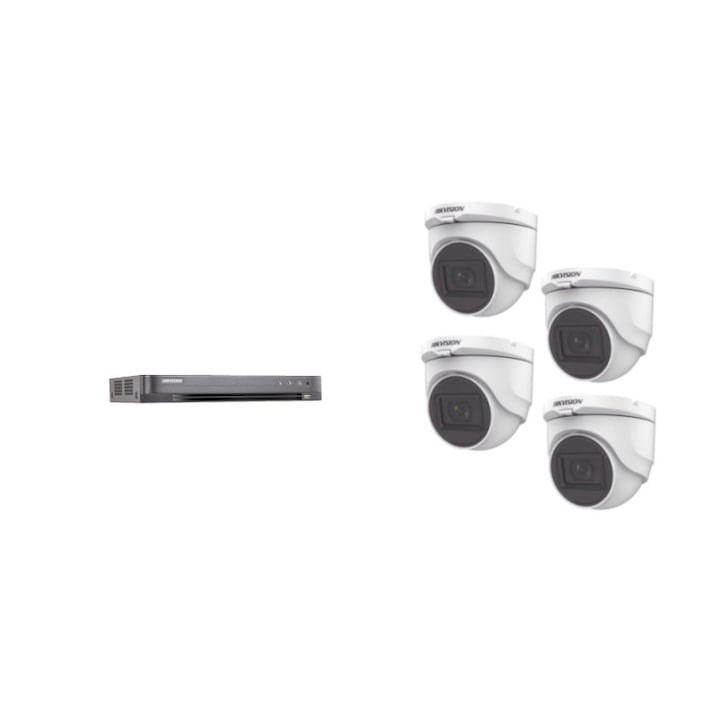 Kit complet sistem 4 camere supraveghere full hd, 20m IR cu accesorii si hard 1TB