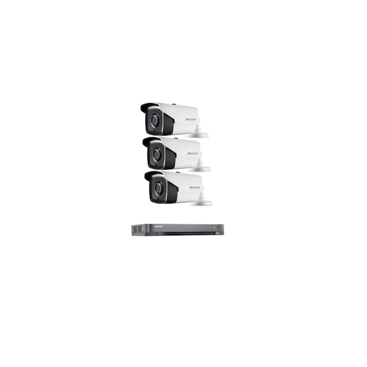 Kit supraveghere video Hikvision 5MP, cu 3 camere 5MP de exterior/interior MK491