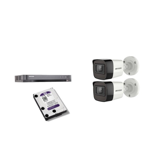 Kit supraveghere video Hikvision 8MP, cu 2 camere 8MP de exterior/interior si HDD 1 TB MK579