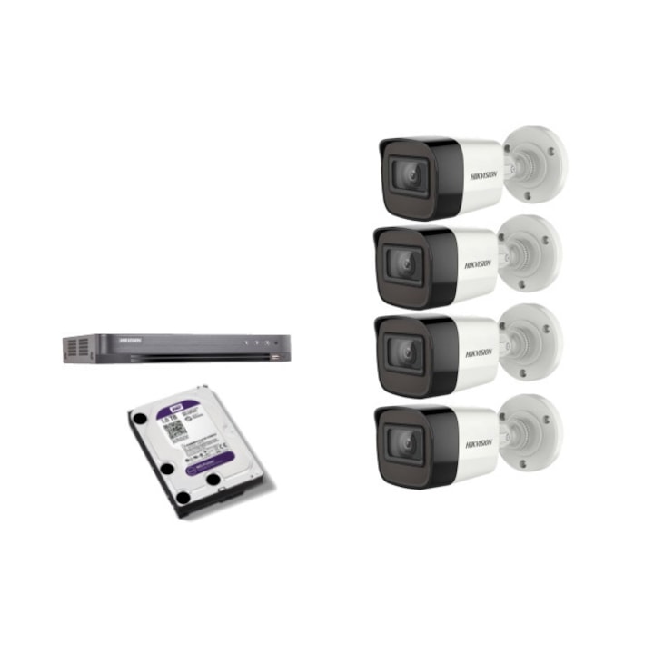 Hikvision 8MP комплект за видеонаблюдение, с 4 8MP външни/вътрешни камери и 1 TB MK581 HDD