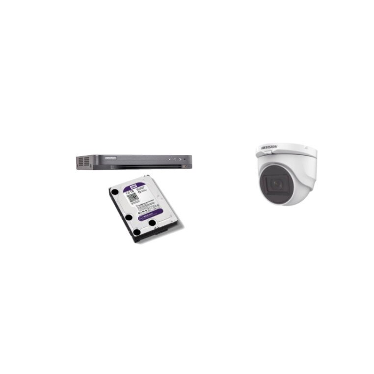 Kit supraveghere video Hikvision 5MP, cu 1 camera 5MP de interior si HDD 1 TB MK419