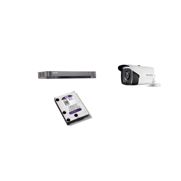 Kit supraveghere video Hikvision 8MP, cu 1 camera 8MP de exterior/interior si HDD 1 TB MK590