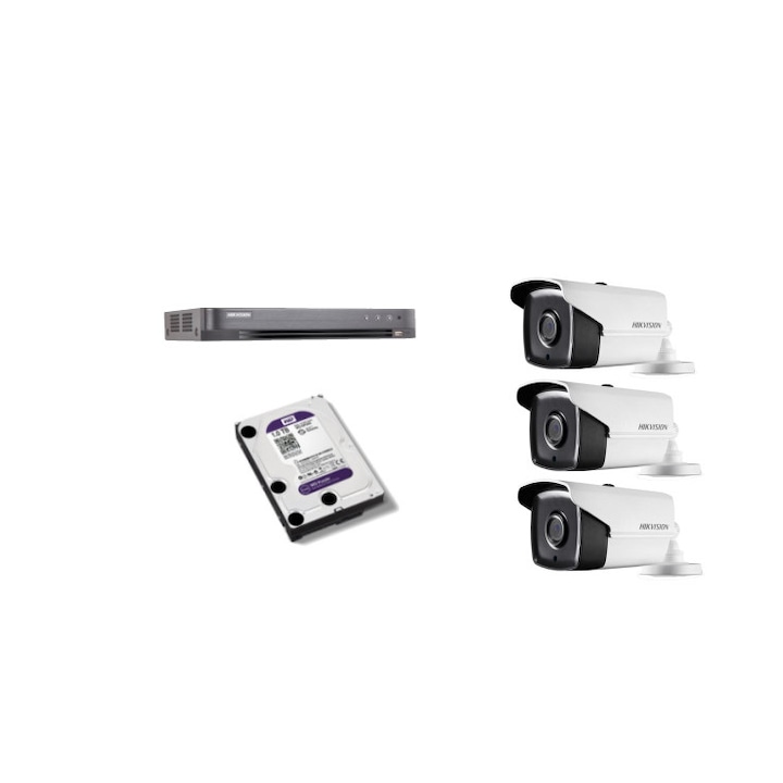 Kit supraveghere video Hikvision 5MP, cu 4 camere 5MP de interior si HDD 1 TB MK310