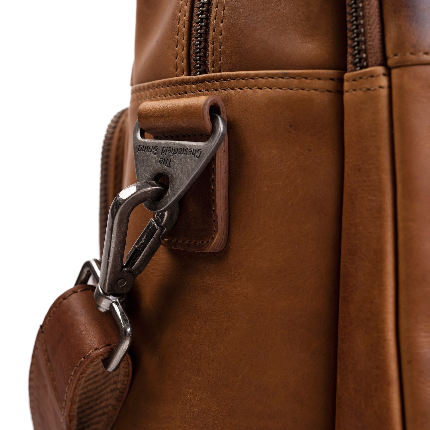 Geanta de laptop din piele naturala maro coniac, The Chesterfield Brand, Misha 17 inch