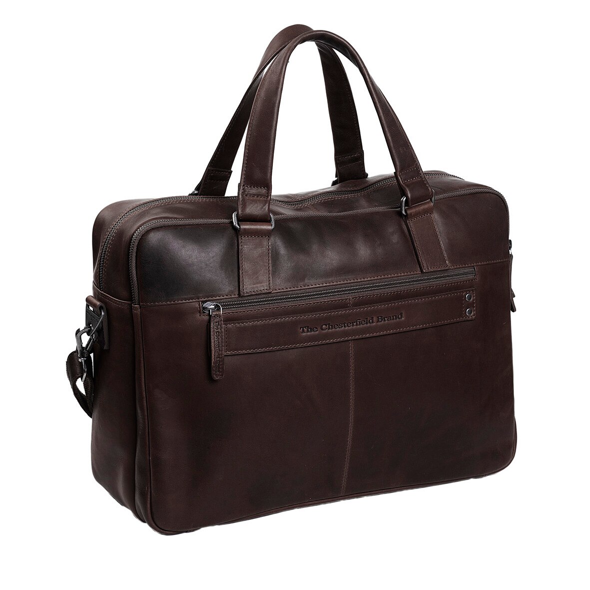 Geanta de laptop din piele naturala maro inchis, The Chesterfield Brand, Misha 17 inch