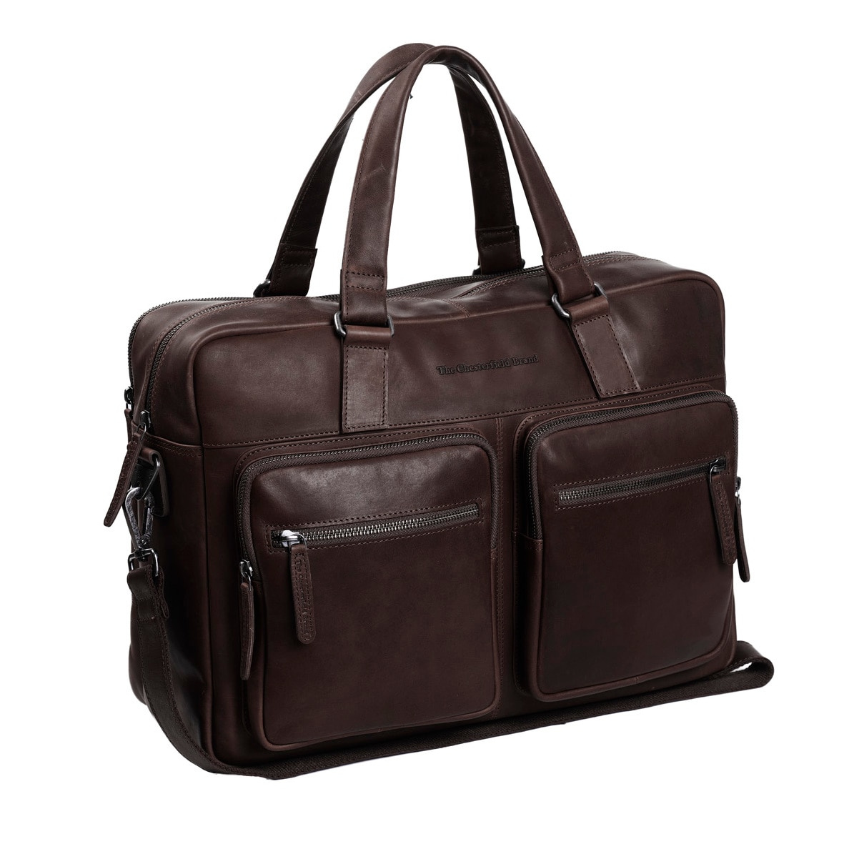 Geanta de laptop din piele naturala maro inchis, The Chesterfield Brand, Misha 17 inch