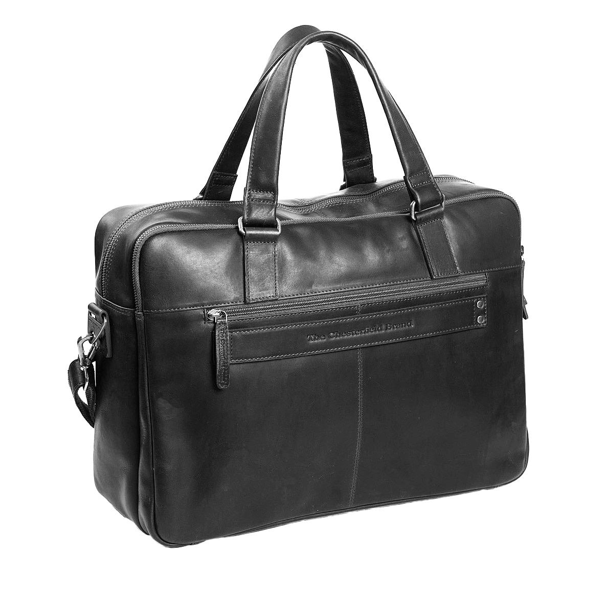 Geanta de laptop din piele naturala neagra, The Chesterfield Brand, Misha 17 inch