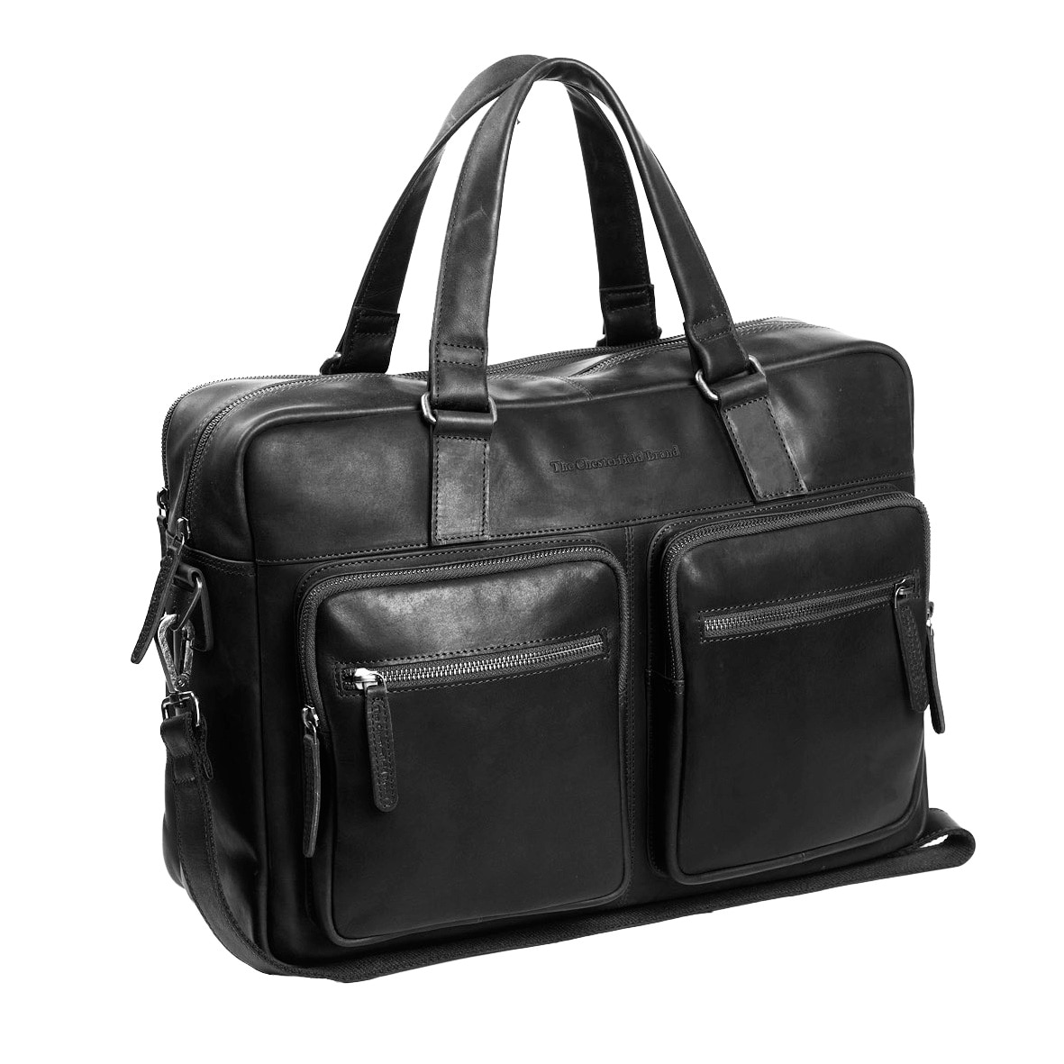 Geanta de laptop din piele naturala neagra, The Chesterfield Brand, Misha 17 inch