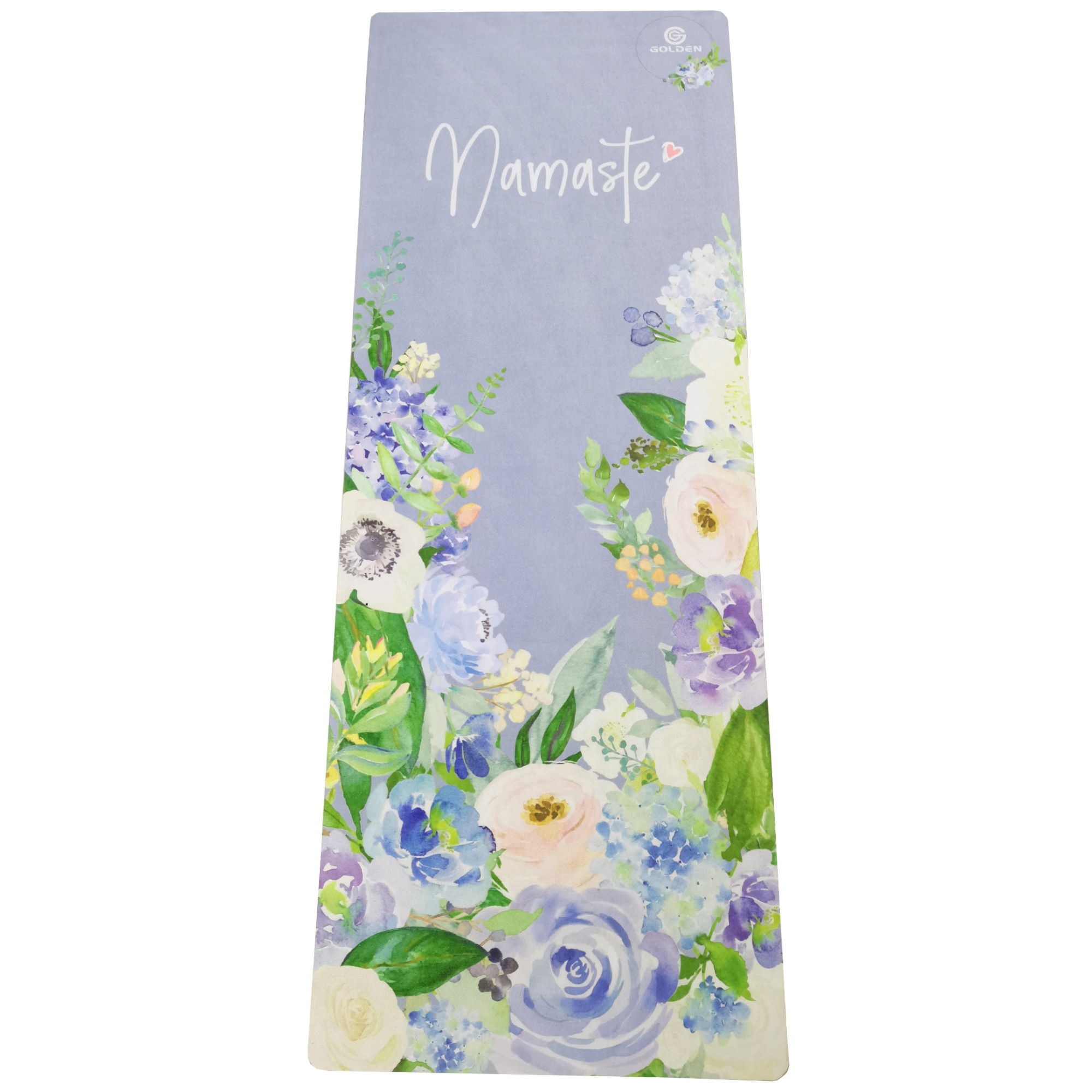 Covoras pentru yoga Golden, Cauciuc natural, 183 x 68 cm, 1,5 mm, Pliabil, Model flori