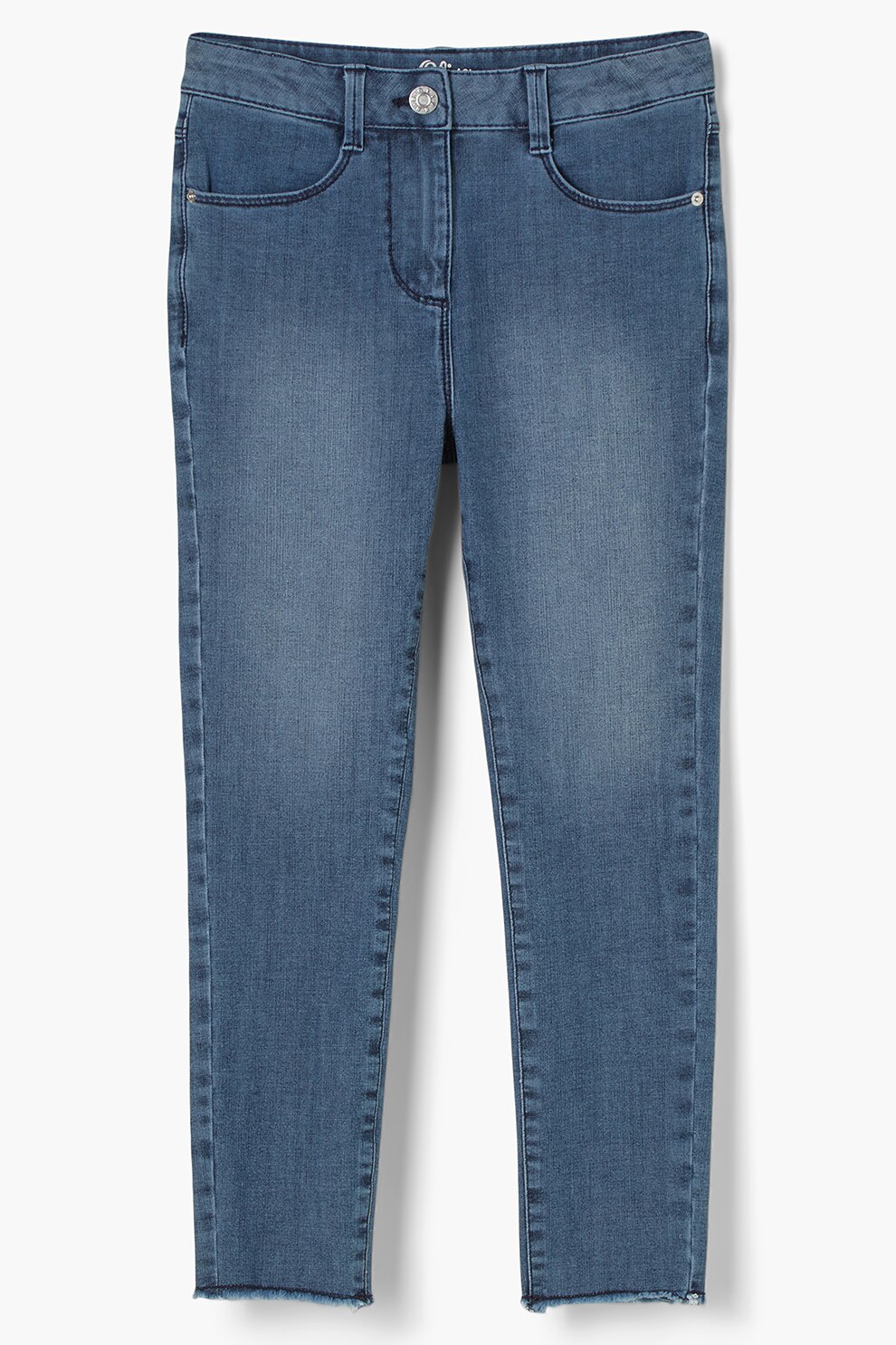 s.Oliver, Blugi slim fit cu aspect decolorat, Albastru