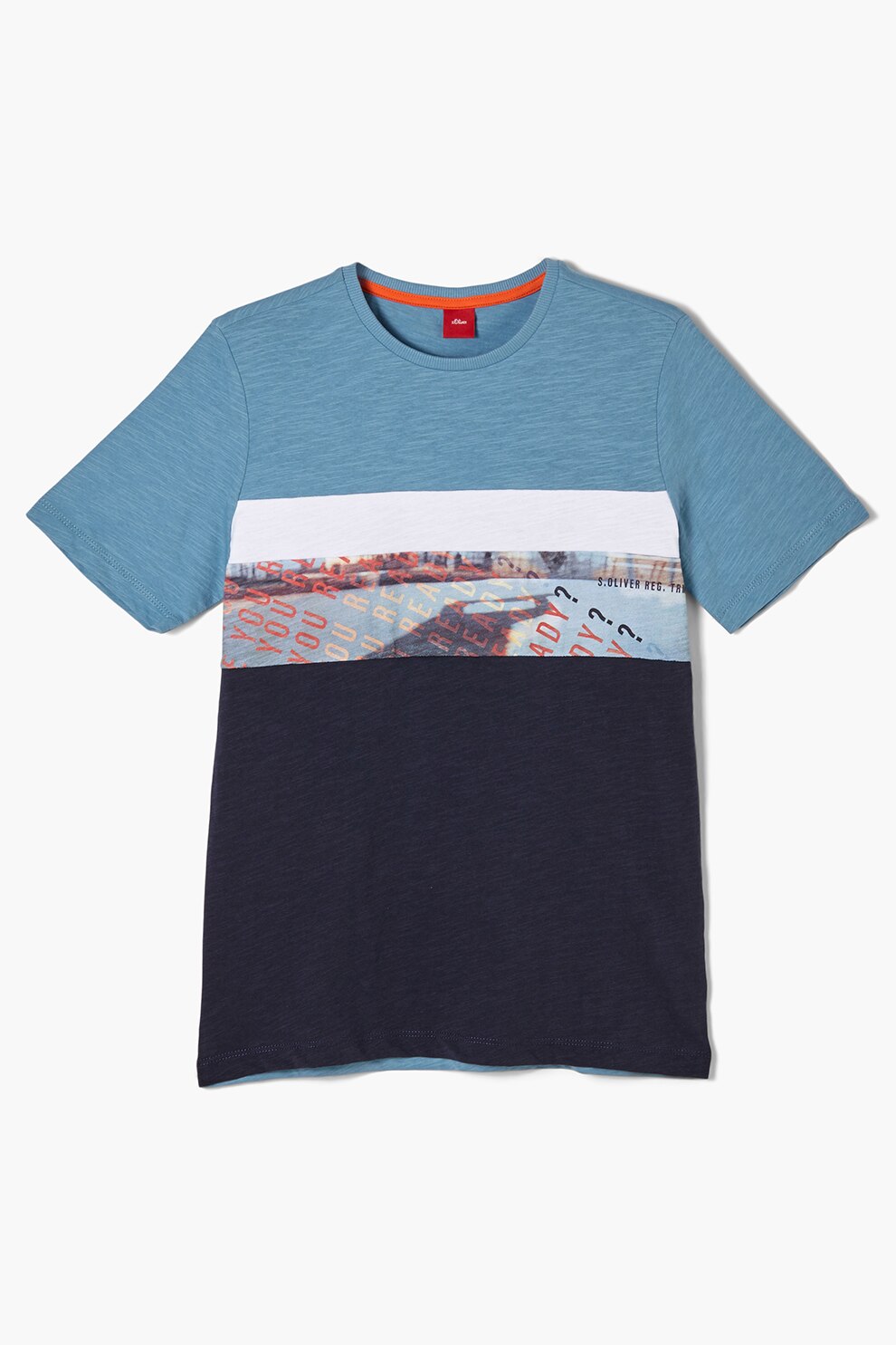 s.Oliver, Tricou din bumbac cu imprimeu grafic si text, Multicolora, 134-140 CM