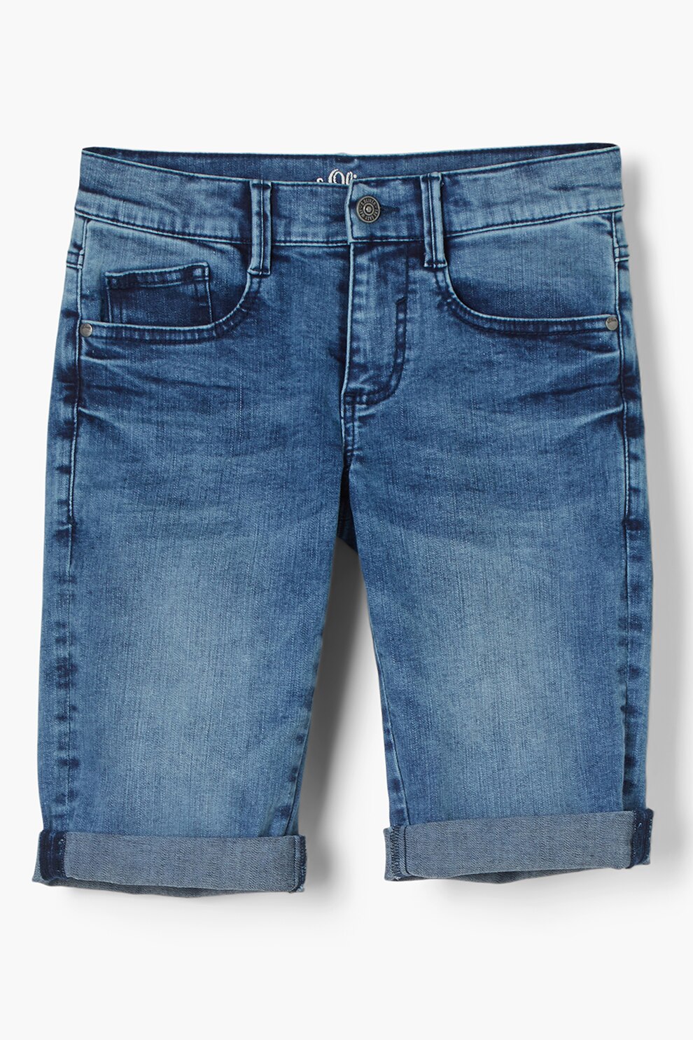 s.Oliver, Bermude din denim cu terminatii rulate, Bleumarin, 140 CM