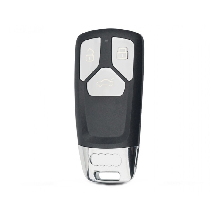Caracasa cheie Smart compatibil Audi, 3 butoane, emblema S3, S4, S5, S8, SQ7, RS, SQ5, negru/crom