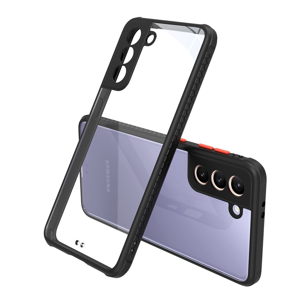 Husa de protectie Samsung Galaxy S21, Policarbonat, Negru/Transparent