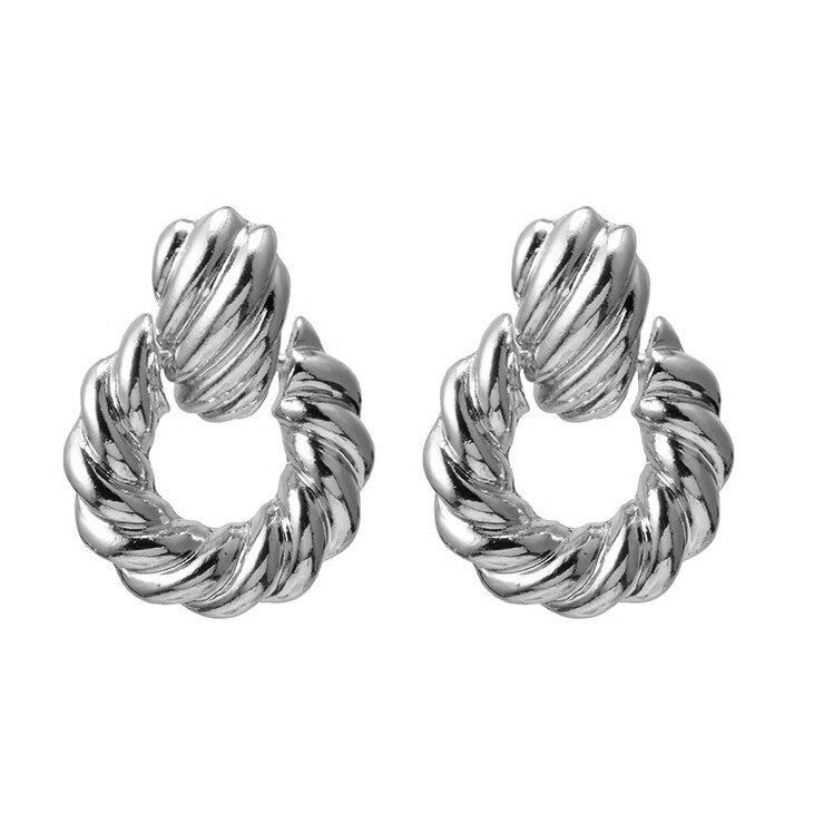 Cercei statment eleganti si luxury argintiu WE021