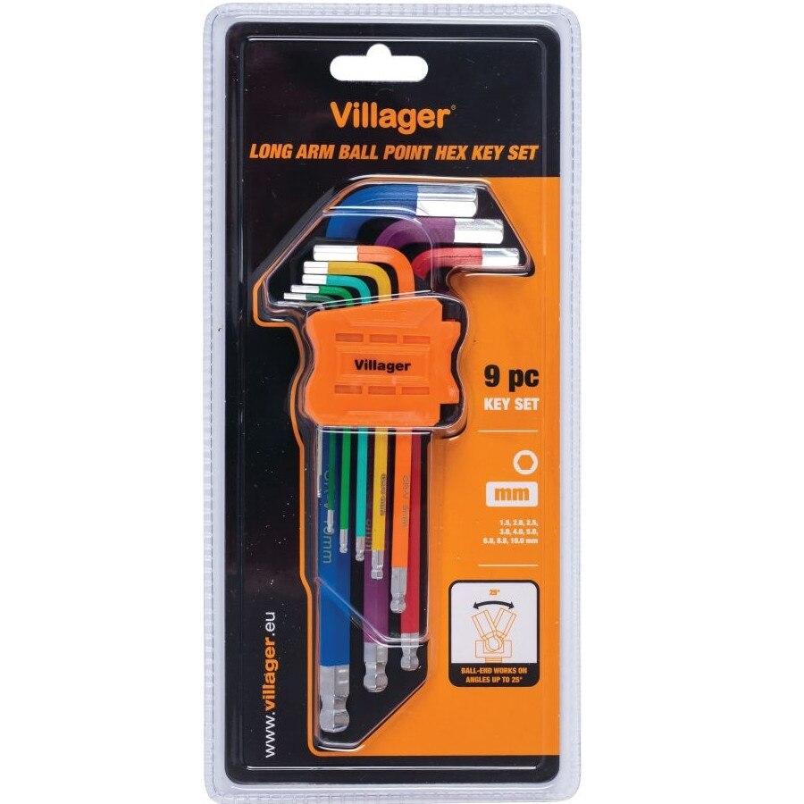 Chei hexagonale cu brat lung, 9 piese, Villager