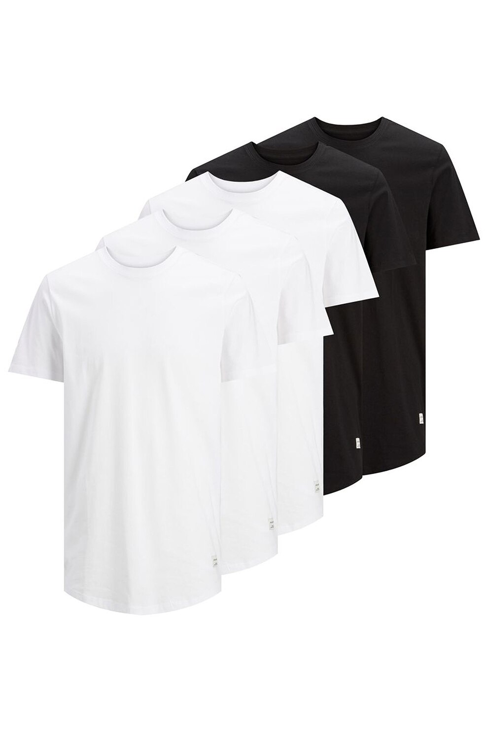 Jack & Jones, Set de tricouri din bumbac organic - 5 piese, Negru/Alb, L