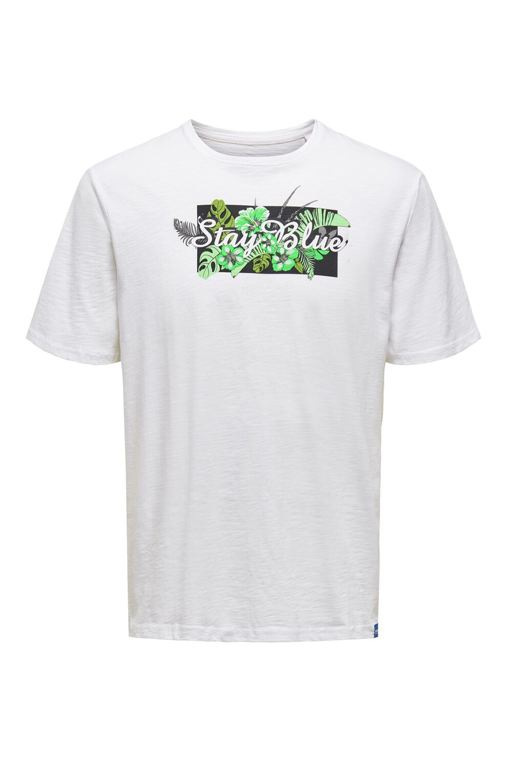 Only & Sons, Tricou din bumbac organic cu imprimeu, Alb, S