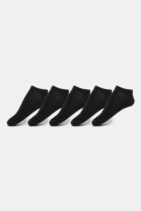 Jack & Jones, Set de 5 perechi de sosete scurte, Negru