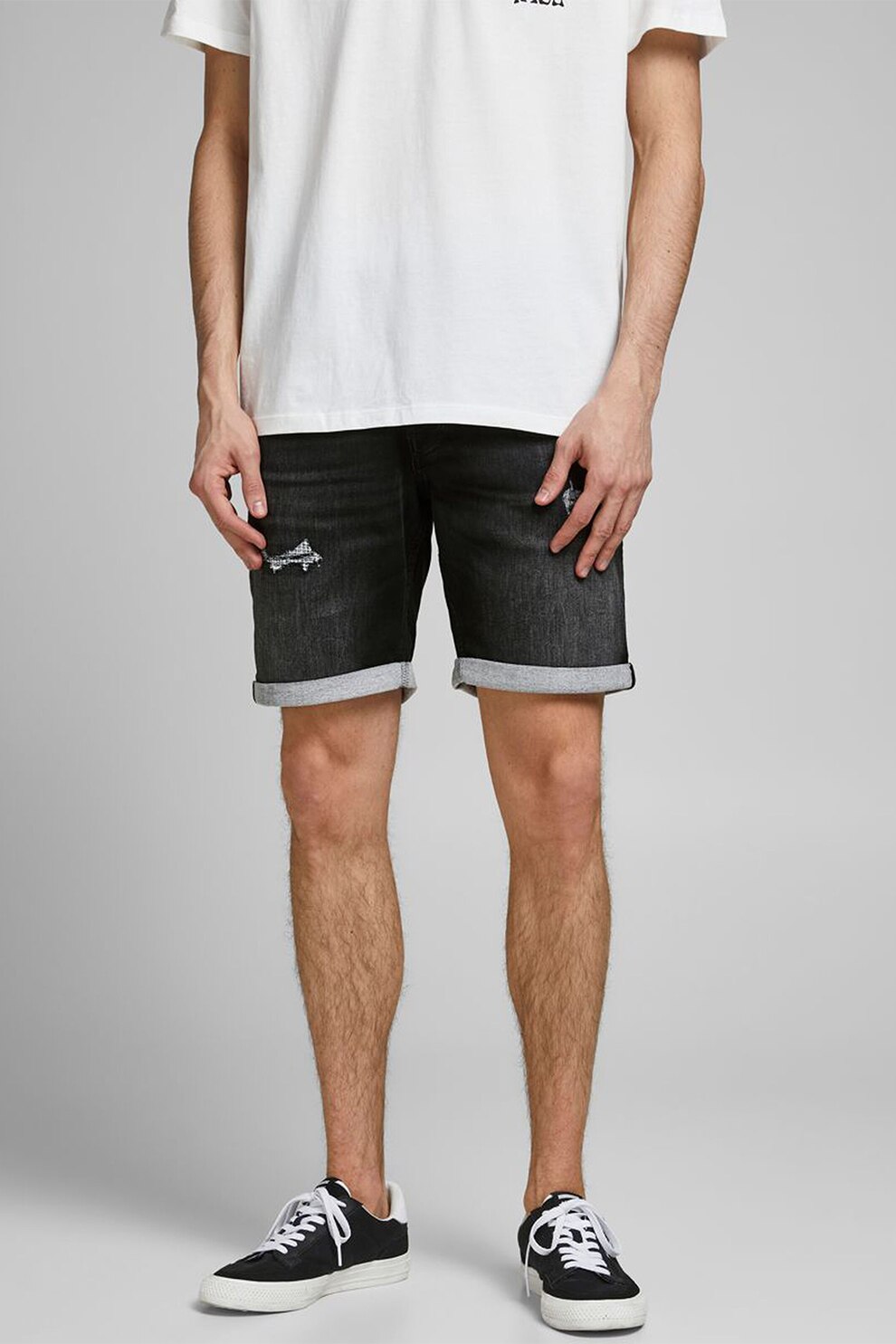 Jack&Jones, Pantaloni scurti din denim Rick, Negru, S