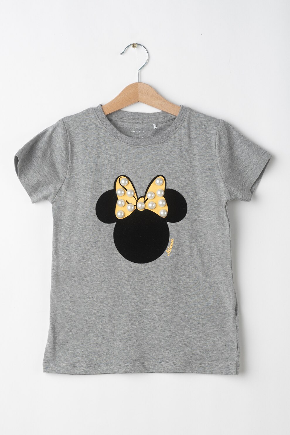 NAME IT, Tricou cu imprimeu cu Minnie Mouse, Gri melange/Negru