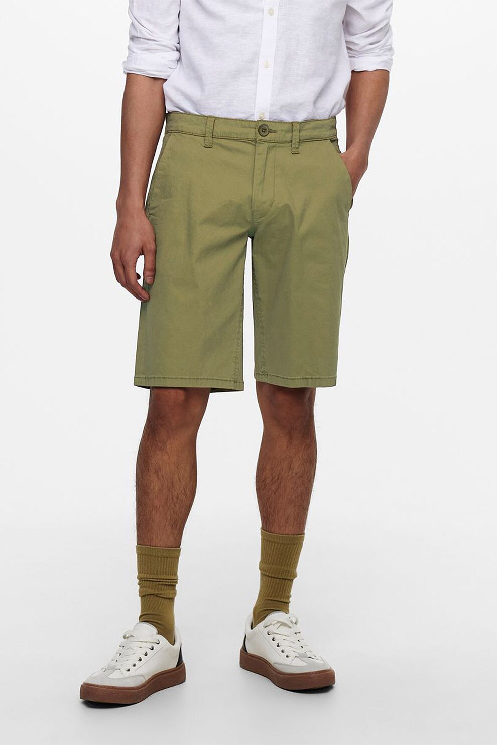 Only & Sons, Bermude chino regular fit, Verde oliv