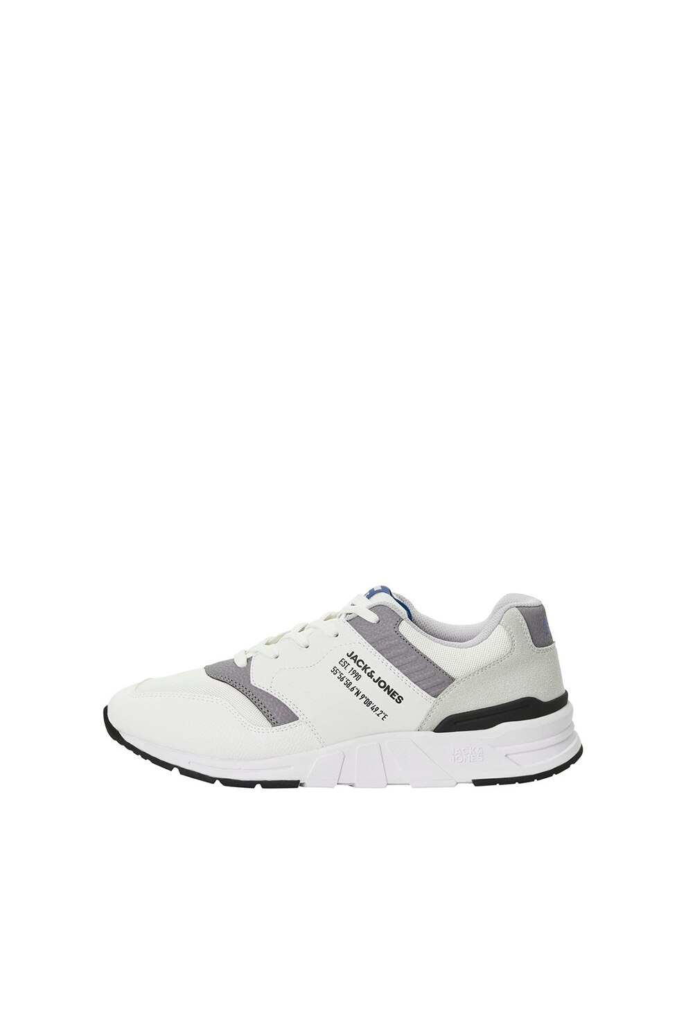 Jack&Jones, Pantofi sport din piele ecologica si plasa, Alb, 45