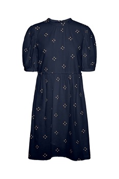 Vero Moda, Rochie cu model si snururi de ajustare pe partea din spate, Bleumarin, L Vero Moda, Rochie cu model si snururi de ajustare pe partea din spate, Bleumarin, L