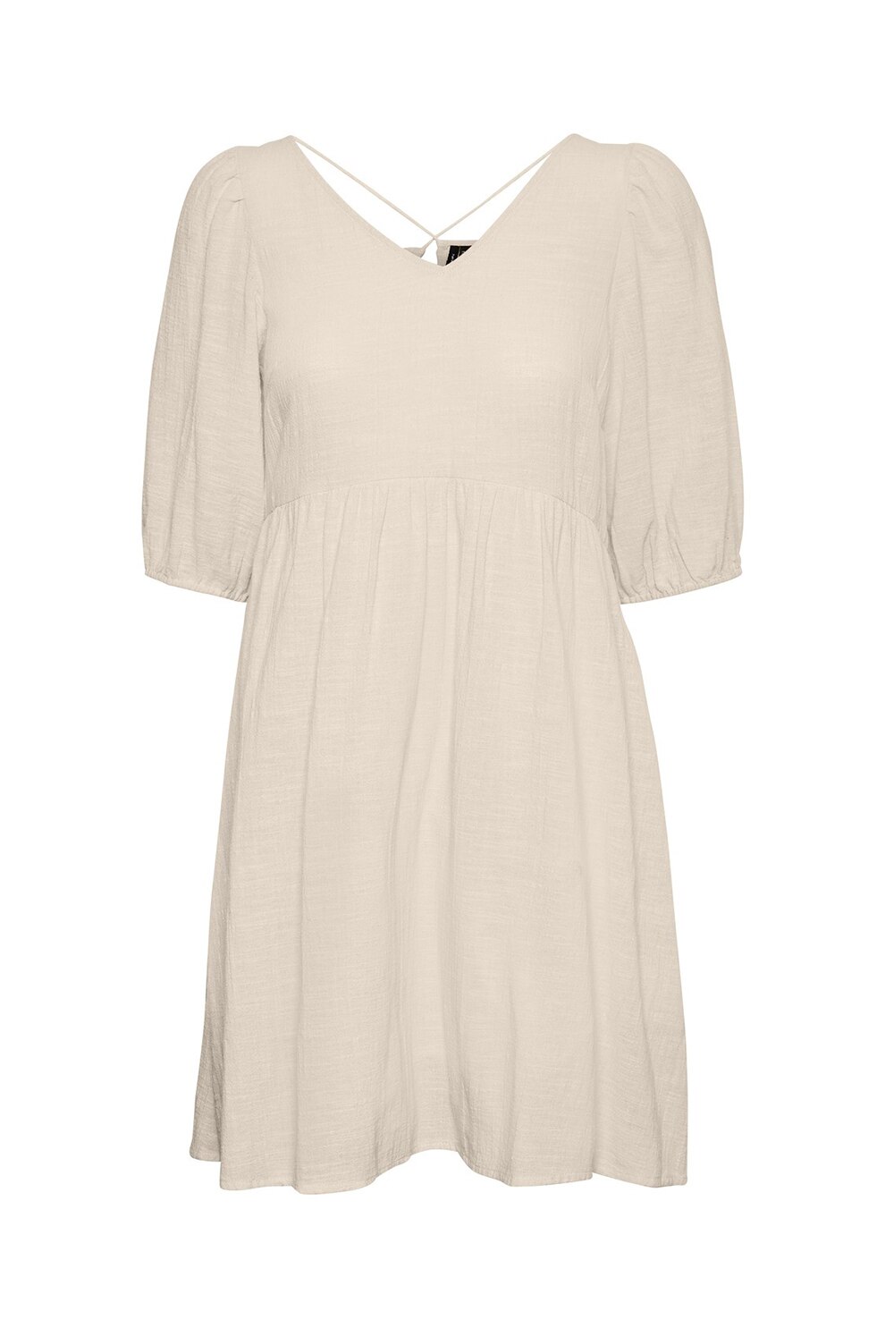 Vero Moda, Rochie mini evazata cu maneci medii, Maro camel