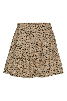 Vero Moda, Fusta evazata de bumbac organic cu fronseuri, Maro camel Vero Moda, Fusta evazata de bumbac organic cu fronseuri, Maro camel