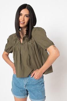 JdY, Bluza lejera cu maneci bufante Helena, Verde JdY, Bluza lejera cu maneci bufante Helena, Verde