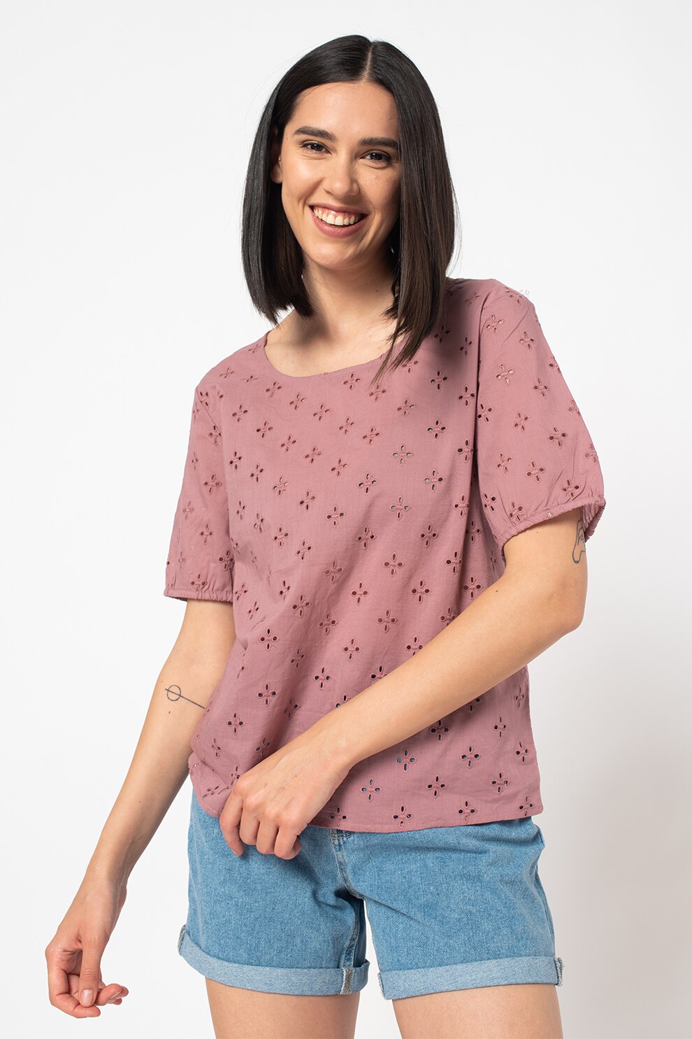 JdY, Bluza cu perforatii Vera, Lila prafuit, XS