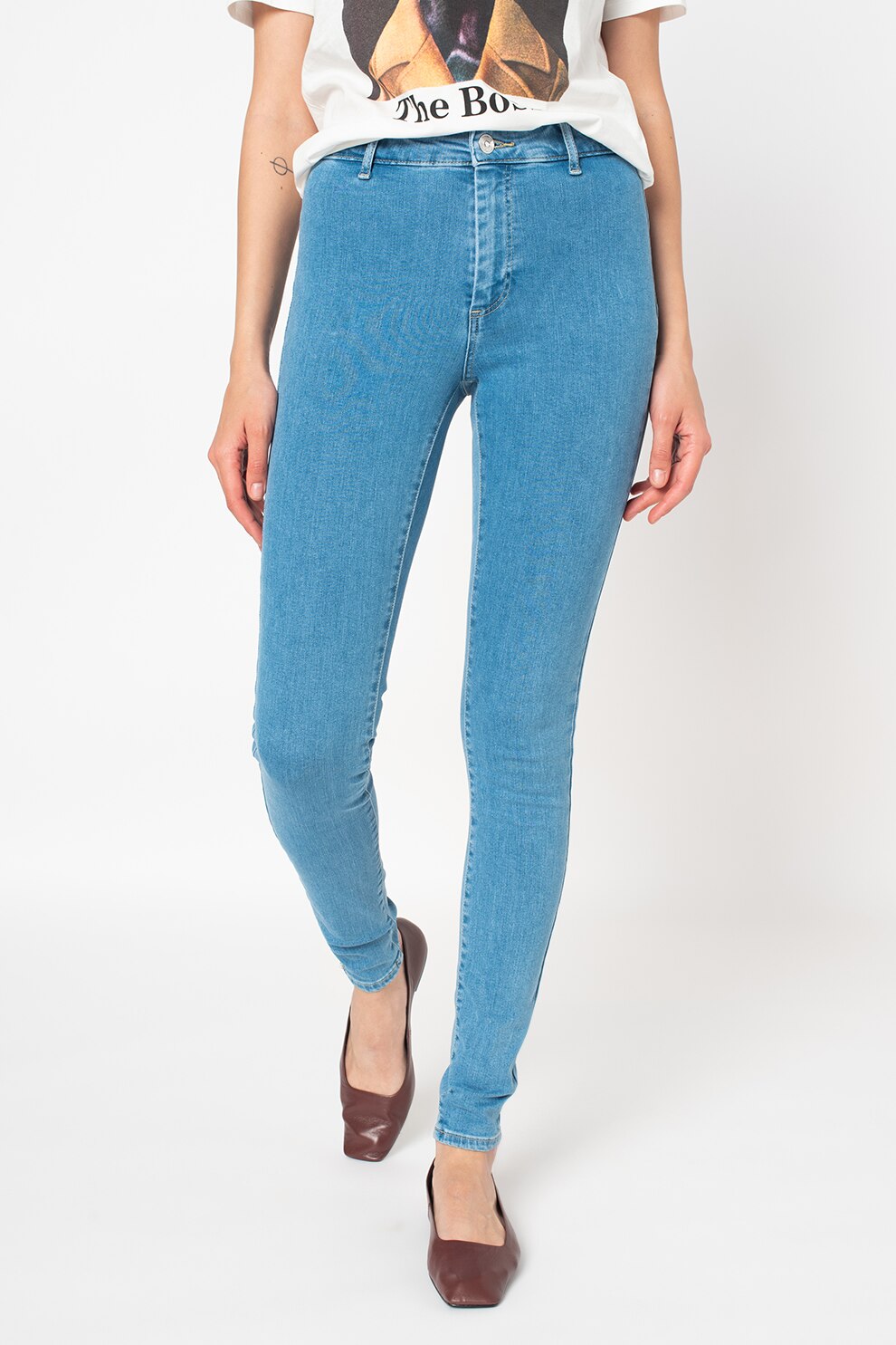 Only, Jeggings cu talie inalta Blush, Albastru deschis