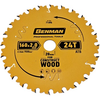 Disc fierastrau circular pentru taierea lemnului, Benman, 160x2.0mm/20mm, 24T Disc fierastrau circular pentru taierea lemnului, Benman, 160x2.0mm/20mm, 24T